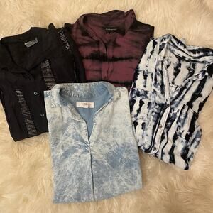 Y2K Streetwear Bundle | Tie Dye & Grunge Tops Set (4 Pc, Size S/M)